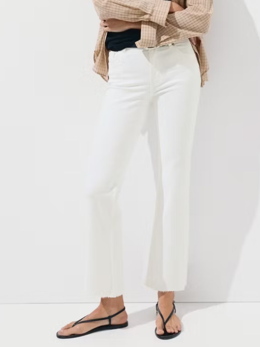 Mango High waist White Regular fit Cropped Flare Jeans New sz 4